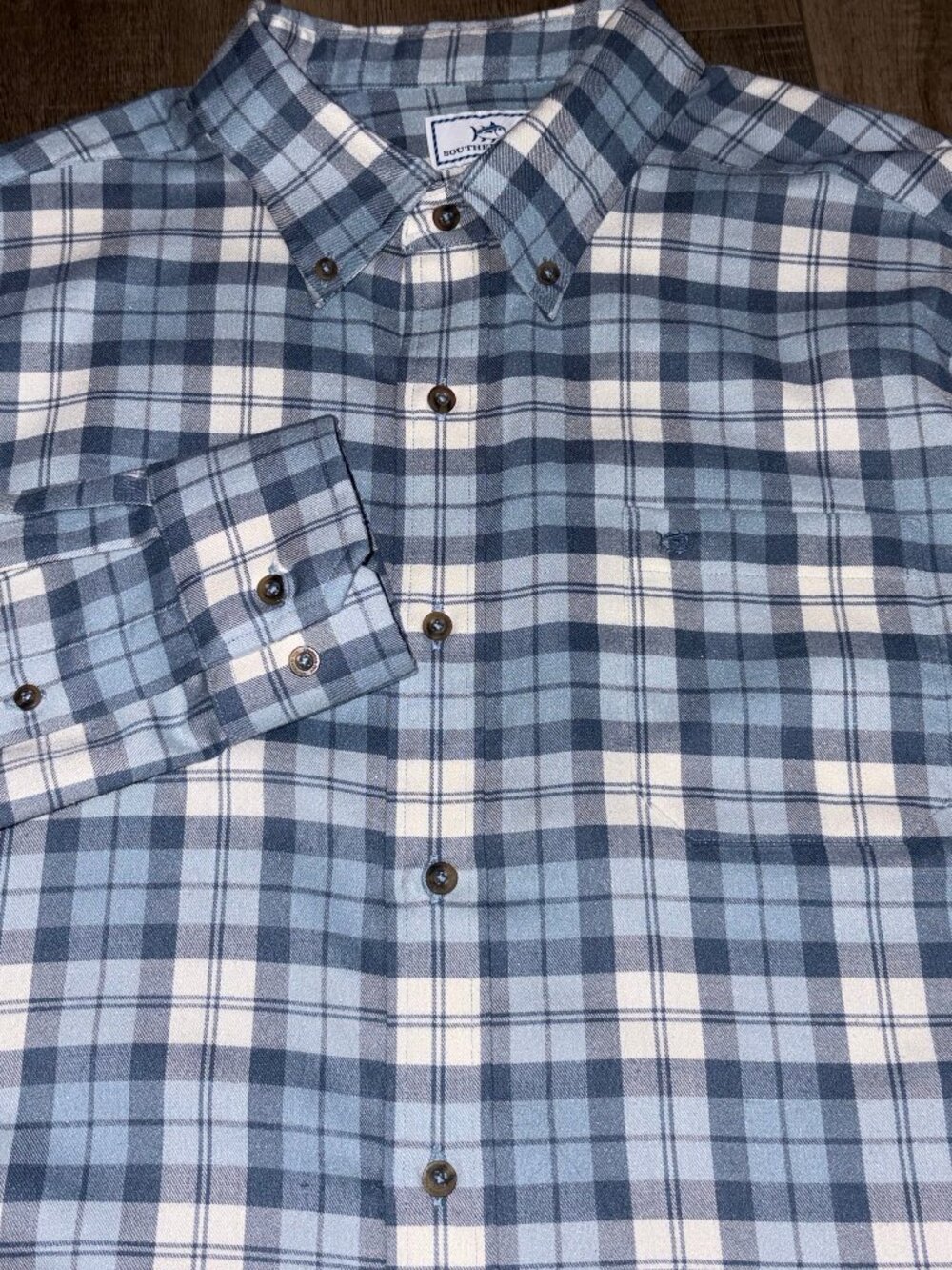 SOUTHERN TIDE Intercoastal Flannel Shirt Men's XL Plaid Blue